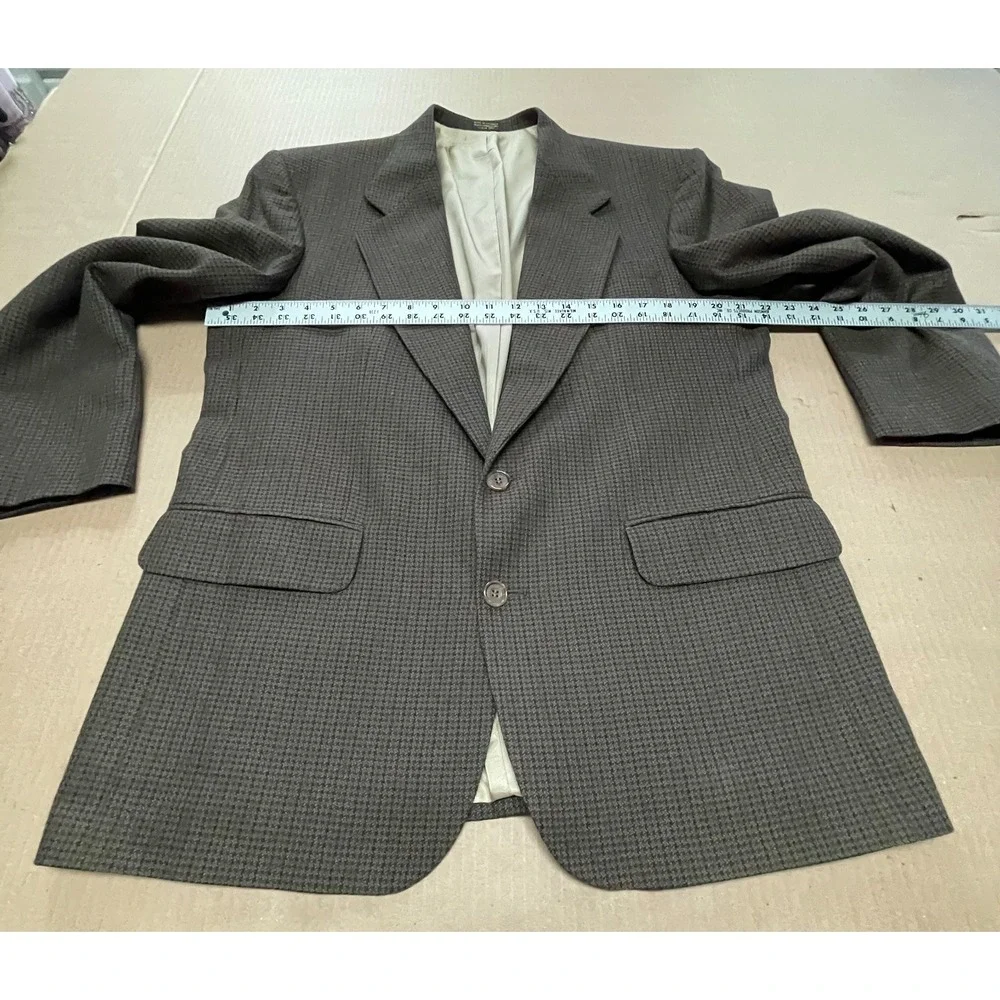 VTG Oscar‎ de la Renta Men's 42L Houndstooth Blazer 100% Wool Brown, Tan, Blue